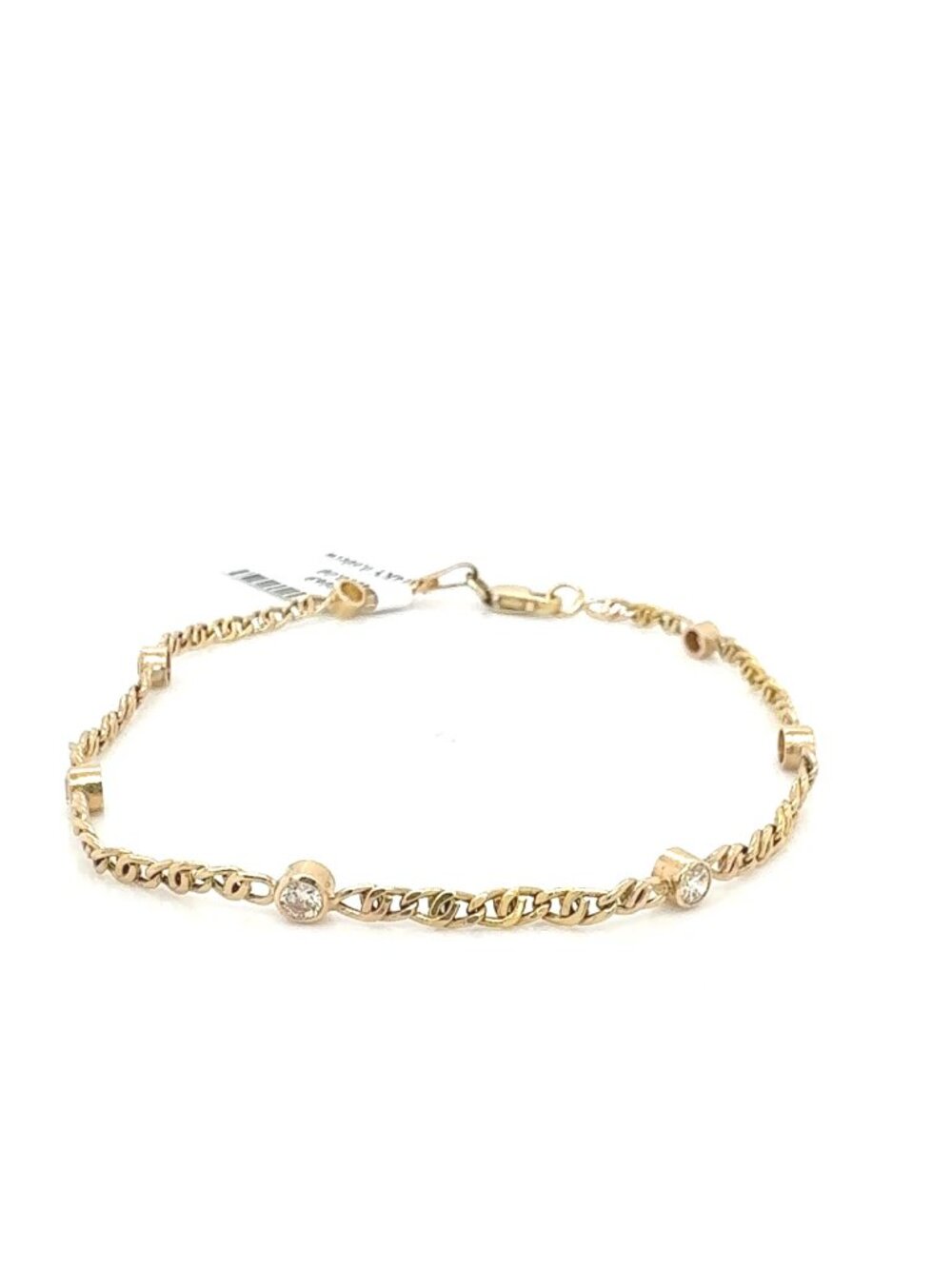 14K Yellow Gold Diamond Station Bracelet 0.60ctw Bezel Set, 7"